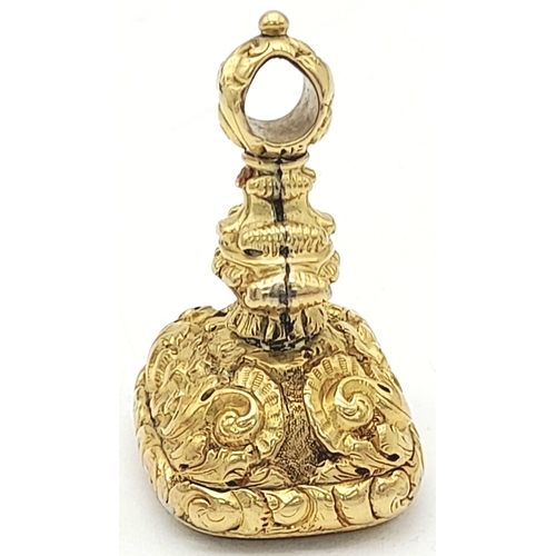 129 - A Victorian Pinchbeck Intaglio Fob Seal. 3.5c,