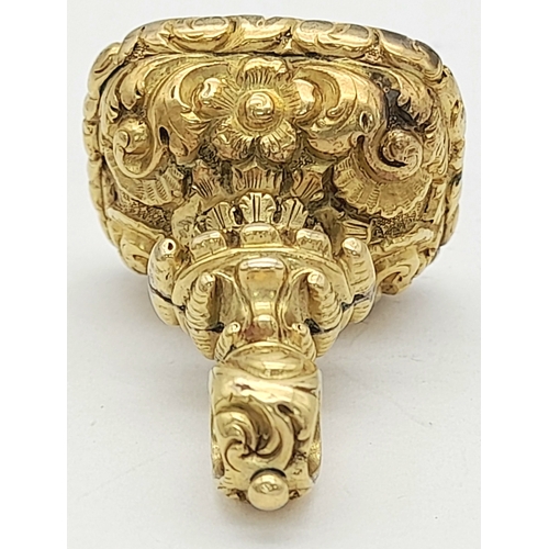 129 - A Victorian Pinchbeck Intaglio Fob Seal. 3.5c,