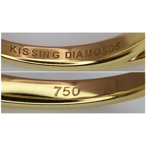 135 - A Breath-Taking 18K Yellow Gold Diamond Cluster Ring. Three round brilliant cut diamonds with diamon... 