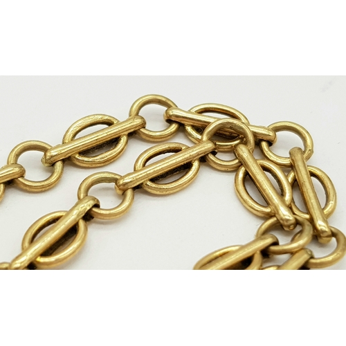 141 - A Vintage 9K Yellow Gold Link Bracelet with Heart Charm. 18cm. 4.9g.