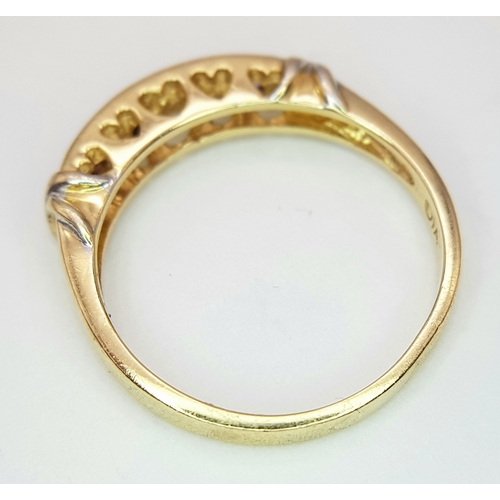 542 - A 9k yellow gold diamond and amethyst ring, 0.03ct diamond weight, 0.14ct amethyst weight, 2.6g tota... 