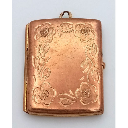 583 - A 9K Yellow Gold Locket in Book Form. 3cm. 4.7g