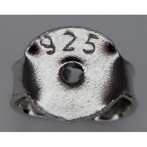 589 - A Pair of Peridot Gemstone Stud Earrings with Diamond Accents. Set in 925 Silver. Comes with a case.... 