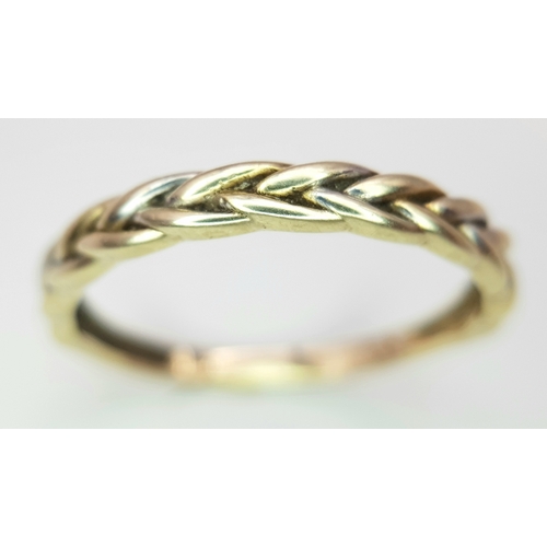 722 - A gilded silver twisted rope band ring, total weight 1.4G, size Q.