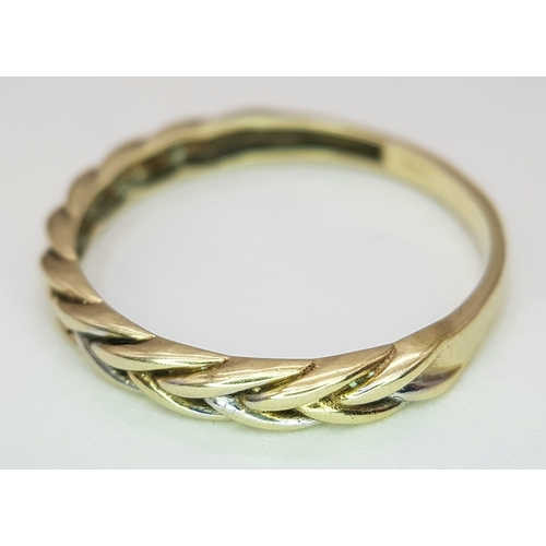 722 - A gilded silver twisted rope band ring, total weight 1.4G, size Q.