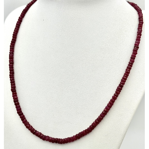 736 - A Ruby Gemstone Rondelle Necklace. Set in 925 Silver. 44cm.
CD-1940.