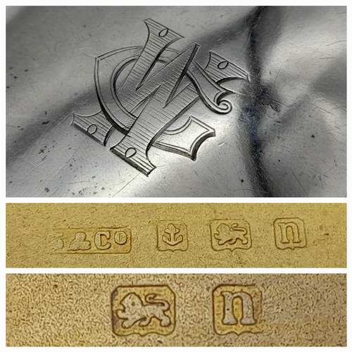 921 - An antique sterling silver cigarette case. Full Birmingham hallmarks, 1912. Total weight 75.6G. 9.5 ... 