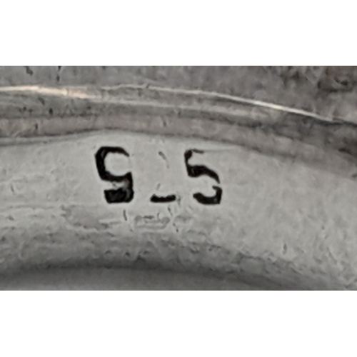 928 - A 925 silver Oval faceted Green Amethyst ring. Total weight 6.9G. Size O/P.