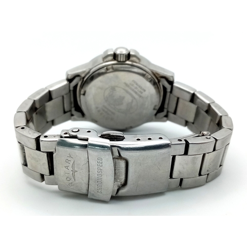 1004 - ROTARY STEEL STONE SET BRACELET WATCH WITH DATE FUNCTION AND MOTHER OF PEARL DIAL. IN FULL WORKING O... 