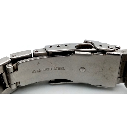 1004 - ROTARY STEEL STONE SET BRACELET WATCH WITH DATE FUNCTION AND MOTHER OF PEARL DIAL. IN FULL WORKING O... 