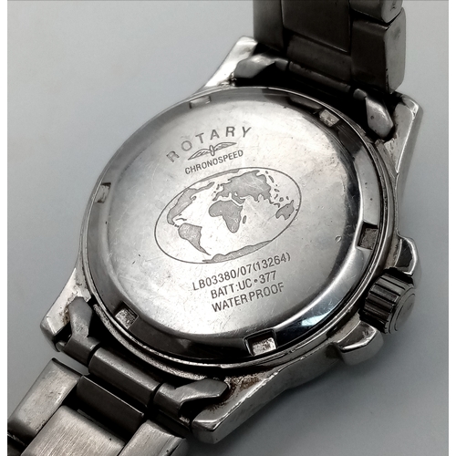 1004 - ROTARY STEEL STONE SET BRACELET WATCH WITH DATE FUNCTION AND MOTHER OF PEARL DIAL. IN FULL WORKING O... 