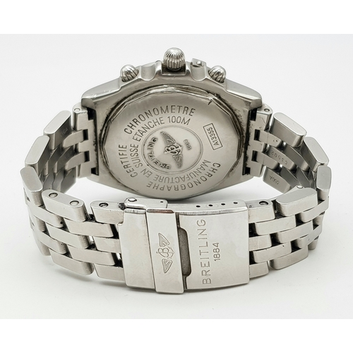 151 - A BREITLING 1884 CROSSWIND CHRONOMETRE AUTOMATIC GENTS WATCH. MODEL A13355. STAINLESS STEEL BRACELET... 