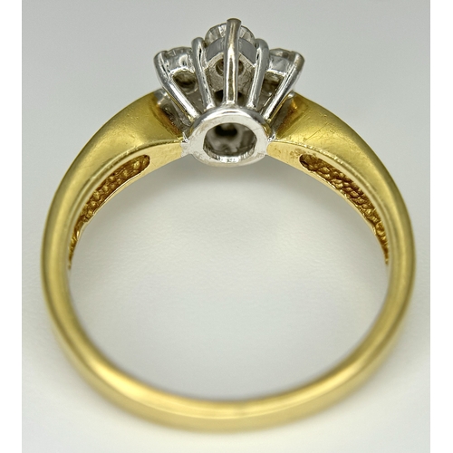 156 - AN 18K YELLOW GOLD DIAMOND FLOWER CLUSTER RING. 0.50CTW. 4.1G. SIZE K. SPSA-3016.