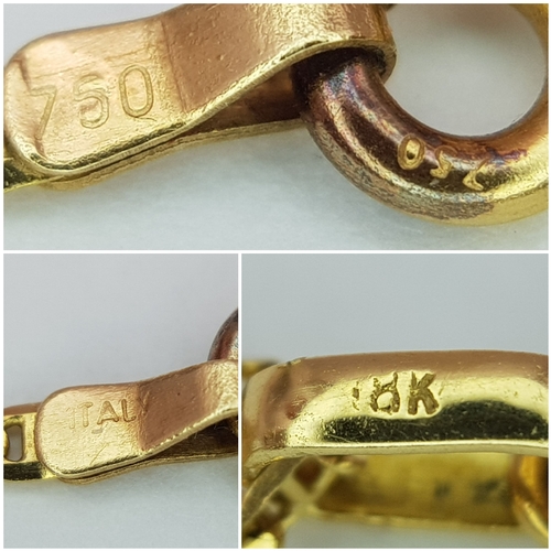 164 - An 18K Yellow Gold Necklace with Emerald Two Stone Pendant. 2ctw of pear cut emeralds. 3cm and 48cm.... 