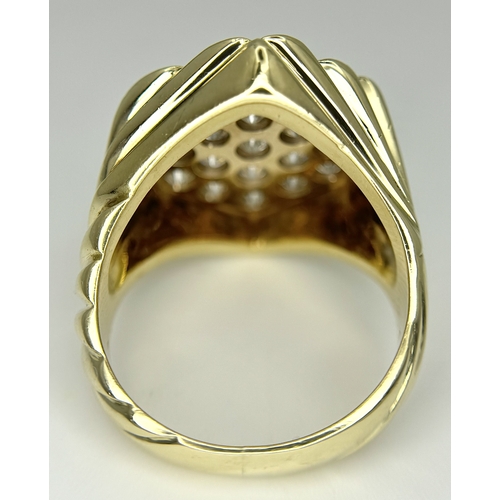 194 - A 14K YELLOW GOLD DIAMOND SET RING - 0.95CTW. 15.8G. SIZE Q. SPSA-1006.