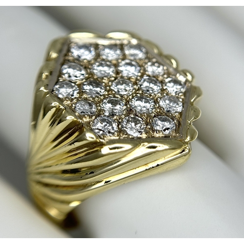 194 - A 14K YELLOW GOLD DIAMOND SET RING - 0.95CTW. 15.8G. SIZE Q. SPSA-1006.