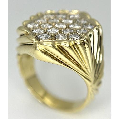 194 - A 14K YELLOW GOLD DIAMOND SET RING - 0.95CTW. 15.8G. SIZE Q. SPSA-1006.