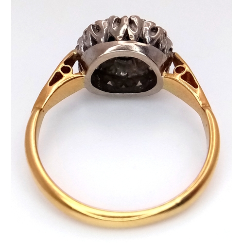 233 - AN 18K YELLOW GOLD DIAMOND AND SAPPHIRE RING. 4G. SIZE M. SPSA-3015.