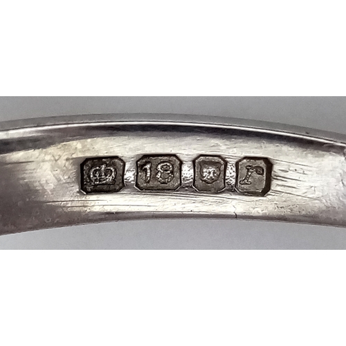 170 - AN 18K WHITE GOLD DIAMOND AND SAPPHIRE RING. 0.50CTW DIAMONDS. 4.9G, SIZE N. SPSA-3021.