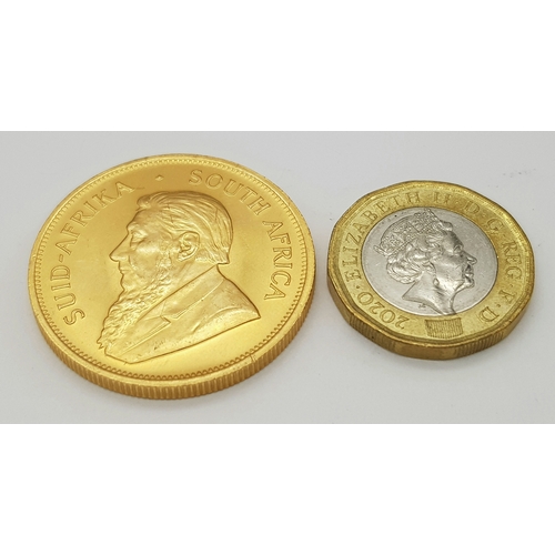 764 - A 1981 Gold 1oz South African Krugerrand Coin. 22k gold. Uncirculated condition.