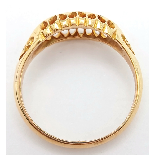 124 - AN 18K YELLOW GOLD ANTIQUE OLD CUT DIAMOND RING. TOTAL WEIGHT 2.7G, SIZE J. FULL HALLMARKED BIRMINGH... 