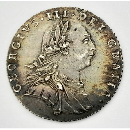 130 - A George III, 1787, 6d Silver Coin. No semme of hearts.