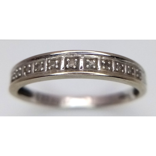 133 - Fully hallmarked 9 CARAT WHITE GOLD and DIAMOND RING . 1.47 grams. Size N - N 1/2. Please see pictur... 