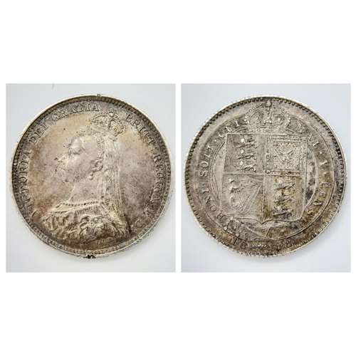 137 - A Rare Queen Victoria, 1888 Silver Shilling Coin.
