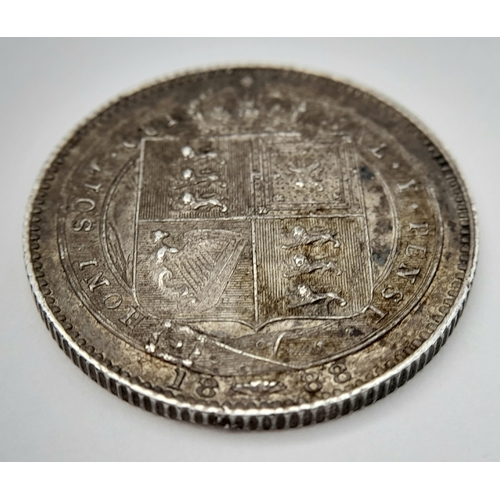 137 - A Rare Queen Victoria, 1888 Silver Shilling Coin.