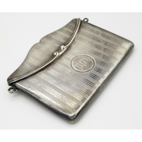 140 - Antique SILVER CARD CASE. Birmingham 1915. Taking the form of an Envelope with Attractive   Chased  ... 
