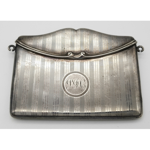 140 - Antique SILVER CARD CASE. Birmingham 1915. Taking the form of an Envelope with Attractive   Chased  ... 