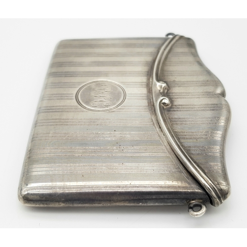 140 - Antique SILVER CARD CASE. Birmingham 1915. Taking the form of an Envelope with Attractive   Chased  ... 