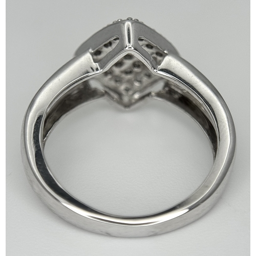 159 - A 14K WHITE GOLD DIAMOND RING. DIAMOND WEIGHT 0.25CT. TOTAL WEIGHT 4G. SIZE J. 8851