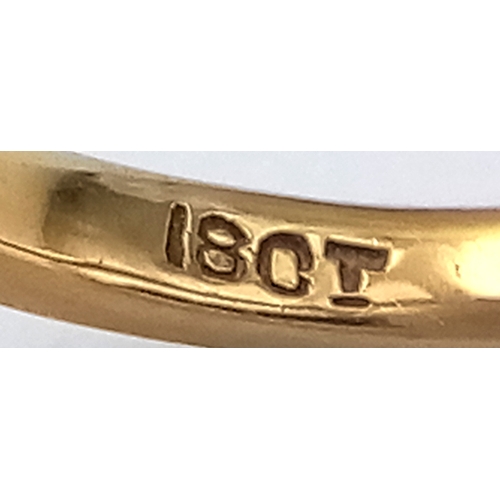 161 - Vintage 18 CARAT GOLD RING with DIAMOND illusion set in PLATINUM. 2.67 Grams. Size M 1/2. Please see... 