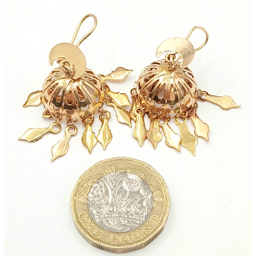 172 - A 14K GOLD PAIR OF TURKISH THEMED EARRINGS  .   5.8gms