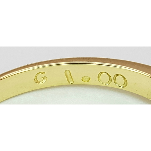 184 - AN 18K YELLOW GOLD DIAMOND HALF ETERNITY RING. 1CTW. 3G. SIZE O. SPSA -3027.
