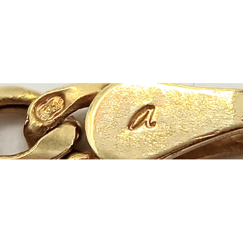 190 - A BRIGHT LACQUERED 9K GOLD FIGARO LINK NECKLACE CHAIN .      3.4gms    44cms