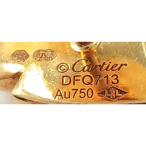 25 - A PAIR OF CARTIER PANTHER EARRINGS IN 18K GOLD WITH EMERALD EYES .    8.25gms