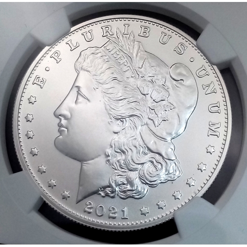 544 - A Rare to the UK, Slabbed and Graded by NGC, 100th Anniversary 2021 New Orleans Silver Morgan Dollar... 