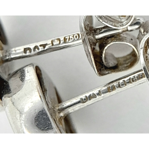 548 - A PAIR OF 18K WHITE GOLD RUB-OVER SET DIAMOND STUD EARRINGS. 0.30CTW. 2.1G. A/S 1312.