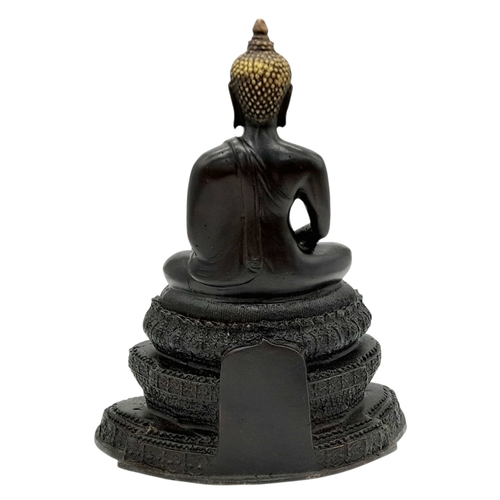 572 - An Impressive Vintage or Antique Heavy Cast Bronze Buddha Statue-27cm Height with Weighted Concrete ... 