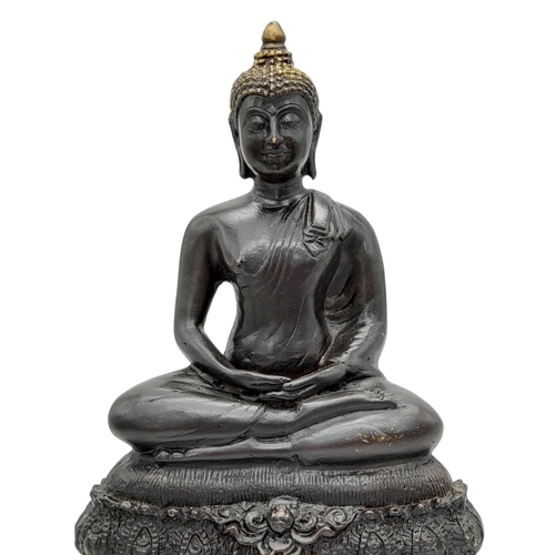 572 - An Impressive Vintage or Antique Heavy Cast Bronze Buddha Statue-27cm Height with Weighted Concrete ... 
