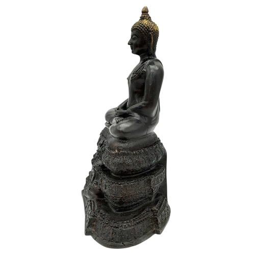 572 - An Impressive Vintage or Antique Heavy Cast Bronze Buddha Statue-27cm Height with Weighted Concrete ... 