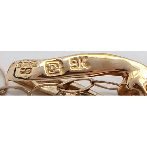 586 - An Exquisite Design 9 Carat Gold Opal and Fire Opal Set Pendant Necklace. 41cm Length Chain- The pen... 