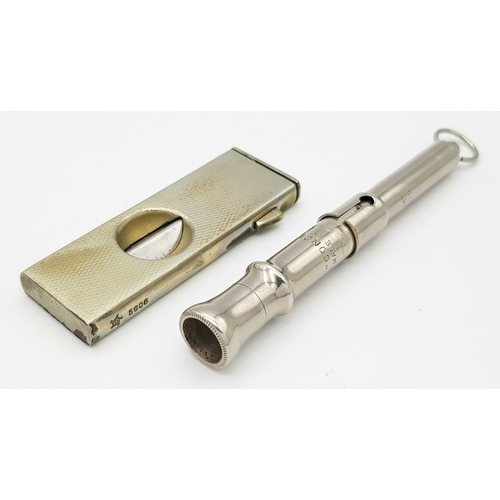 595 - 2 x Vintage CIGARETTE CUTTERS to include a SOLINGEN together with a rare CONCINUMM ‘CLARINET’  CIGAR... 