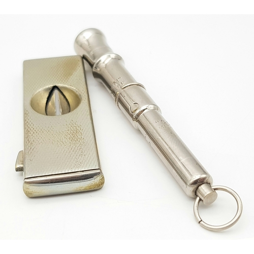 595 - 2 x Vintage CIGARETTE CUTTERS to include a SOLINGEN together with a rare CONCINUMM ‘CLARINET’  CIGAR... 