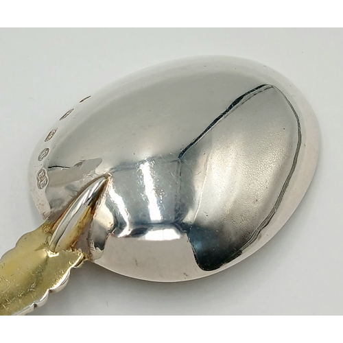 623 - Fully hallmarked 1900  SILVER ANOINTING TABLESPOON. Beautifully decorated and Gilded bowl. Intricate... 