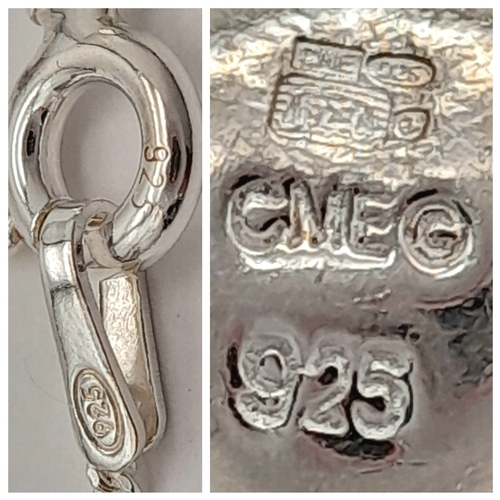 627 - A Very Eye-Catching Sterling Silver and Cubic Zirconia Set Cross Pendant Necklace- 41cm Length Chain... 