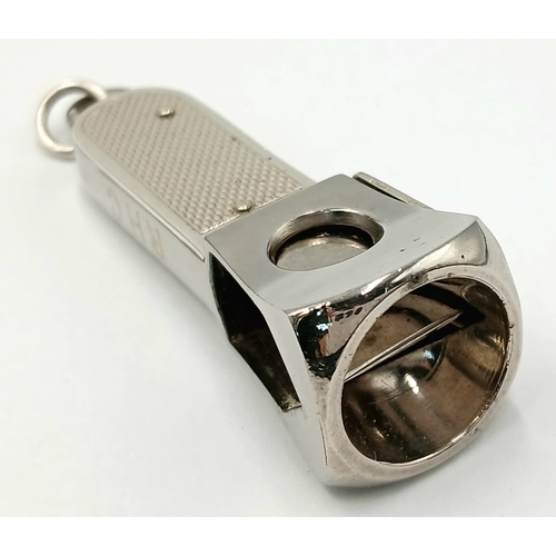 651 - Fully hallmarked Vintage SILVER CIGAR CUTTER. Pocket sized. Engine Turned Design. Working order. Exc... 