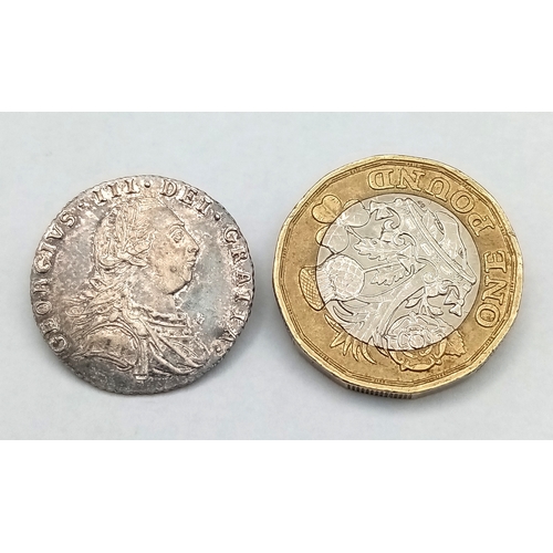 724 - A George III, 1787, Silver 6d Coin. Semee of hearts.